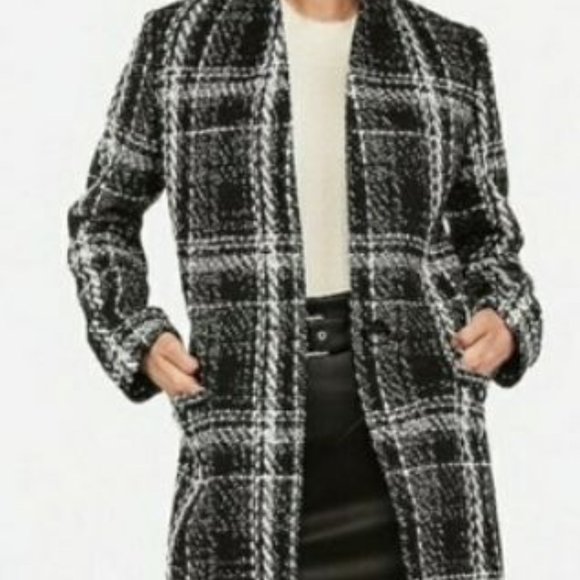 COPY - Express Black and White Plaid Peacoat - XS/TP - Picture 4 of 12